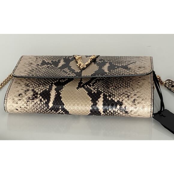 Versace Virtus Leather Brown Wallet on Chain Shoulder Bag 1006364 IT NWT $1275 - Picture 13 of 15